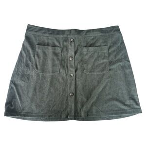 SHEIN Green Corduroy Button-Front Skirt | Size 3XL